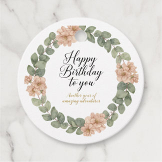 Etiquetas Para Lembrancinhas Cartão de Aniversário de Aquarela Elegante com Flo