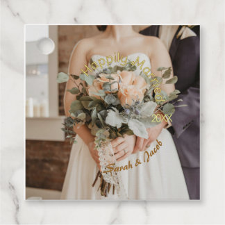 ETIQUETAS PARA LEMBRANCINHAS CASADOS FELIZES AMARELO VERDE PASTEL MARROM FOTO A