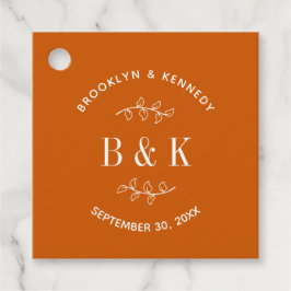 Etiquetas Para Lembrancinhas Casais de Noiva Floral Botânico Laranja Queimada N