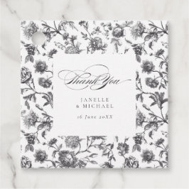 Etiquetas Para Lembrancinhas Casamento Antiquado de Banho Floral Preto e Branco