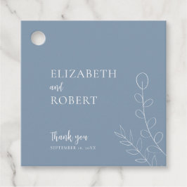 Etiquetas Para Lembrancinhas Casamento Azul Empoeirado Floral Roteiro Elegante 