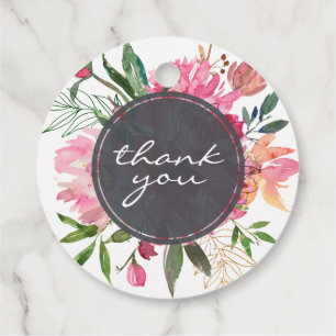 Etiquetas Para Lembrancinhas Casamento Botânico Floral de Ruby Pink Peony Obrig