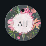Etiquetas Para Lembrancinhas Casamento Botânico Floral Pink Peony<br><div class="desc">Design floral cor-de-rosa-rubi com flores pintadas de cor-de-água, em cor de pêssego, rosa e verde-luxuosa contra fundo preto. Basta adicionar suas iniciais elegantes de monograma. Perfeito por adicionar um toque pessoal chic aos seus favores de casamento. Se precisar de ajuda ou produtos correspondentes, entre em contato conosco através da nossa...</div>