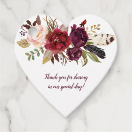 Etiquetas Para Lembrancinhas Casamento Cardíaco Marsala Burgundy Boho |