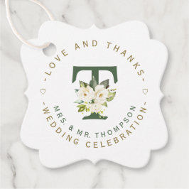 Etiquetas Para Lembrancinhas Casamento Circular do Monograma Floral Branco