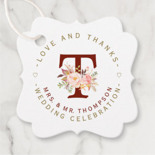 Etiquetas Para Lembrancinhas Casamento Circular do Monograma Floral com Blush R