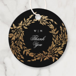 Etiquetas Para Lembrancinhas Casamento clássico de crest preto monograma tradic