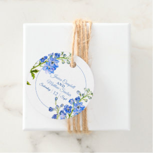 Etiquetas Para Lembrancinhas Casamento com a arte azul de aquarela florida
