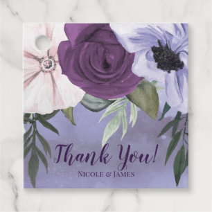 Etiquetas Para Lembrancinhas Casamento com Aquarela Floral Lavanda Roxa Moderna