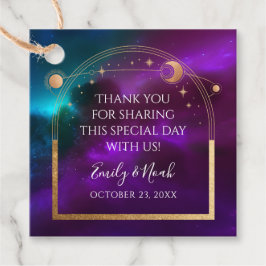 Etiquetas Para Lembrancinhas Casamento com Astronomia da Lua Solar Dourada e Ro