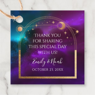 Etiquetas Para Lembrancinhas Casamento com Astronomia da Lua Solar Dourada e Ro