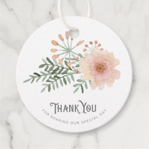 Etiquetas Para Lembrancinhas Casamento com Buquê de Watercolor Obrigado Blush