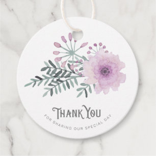 Etiquetas Para Lembrancinhas Casamento com Buquê de Watercolor Obrigado Lilac