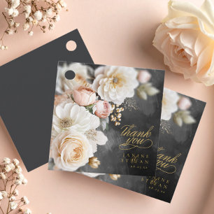 Etiquetas Para Lembrancinhas Casamento com Drama Floral Obrigado Charcarboneto 