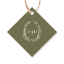 Casamento com monograma da coroa oval de folha ver