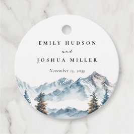 Etiquetas Para Lembrancinhas Casamento com pinheiro das montanhas do inverno