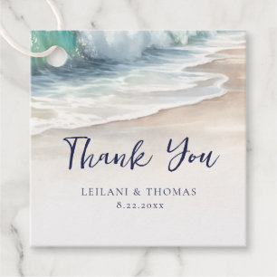 Etiquetas Para Lembrancinhas Casamento com Praia da Onda Oceânica Aquarela Obri