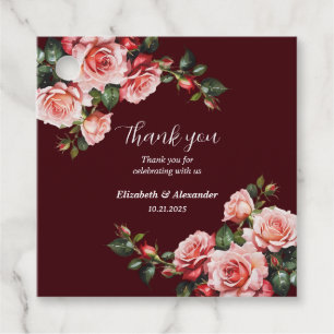 Etiquetas Para Lembrancinhas Casamento cor-de-rosa escuro e marrom rosa vermelh