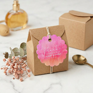 Etiquetas Para Lembrancinhas Casamento de Aquarela Rosa Quente e Laranja
