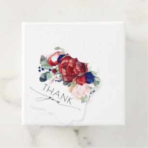 Etiquetas Para Lembrancinhas Casamento de Borgonha e Marinho Azul Floral Obriga
