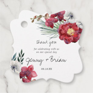 Etiquetas Para Lembrancinhas Casamento De Burgundy Red Floral Obrigado