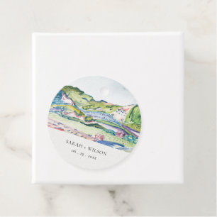 Etiquetas Para Lembrancinhas Casamento de Cores de Água Blush Lively Mountain