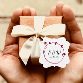 Etiquetas Para Lembrancinhas Casamento de Cranberry Red Simple Heart Wreath Mon