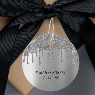 Etiquetas Para Lembrancinhas Casamento de Derramamento de Silver Glitter