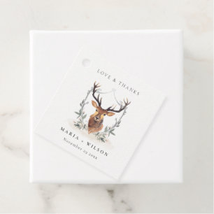 Etiquetas Para Lembrancinhas Casamento de Dusky Deer Floral Crest