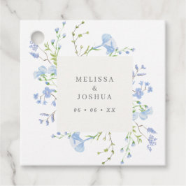 Etiquetas Para Lembrancinhas Casamento de Florais de Cor Azul-Azul Elegante