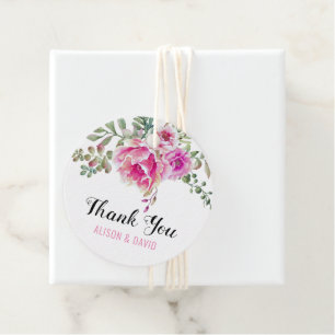 Etiquetas Para Lembrancinhas Casamento de flores cor-de-água rosa Obrigado