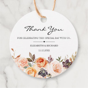 Etiquetas Para Lembrancinhas Casamento de Flores Douradas Laranja Autumn Terrac