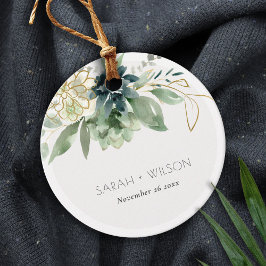 Etiquetas Para Lembrancinhas Casamento de Folhagem Verdes Suculentes Azul Elega