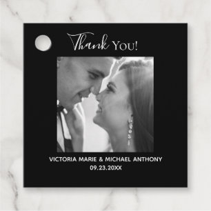 Etiquetas Para Lembrancinhas Casamento de Foto Branco Negro Clássico Elegante O