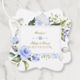 Etiquetas Para Lembrancinhas Casamento de Frame de Flores Azuis Elegante