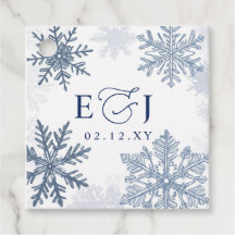 Casamento de Inverno Flocos de Neve Azul Prata Mon