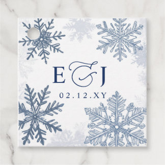 Etiquetas Para Lembrancinhas Casamento de Inverno Flocos de Neve Azul Prata Mon