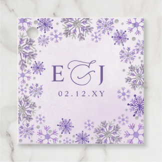 Etiquetas Para Lembrancinhas Casamento de Inverno Flocos de Neve Roxo Prata Mon