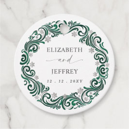 Etiquetas Para Lembrancinhas Casamento de Inverno Flocos de Neve Verde Esmerald