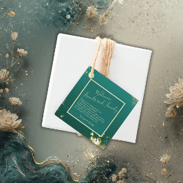 Etiquetas Para Lembrancinhas Casamento de joias de ouro verde-esmeralda