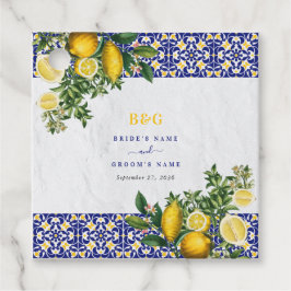 Etiquetas Para Lembrancinhas Casamento de limão-Azulejo Amarelo-Branco-Azul do 