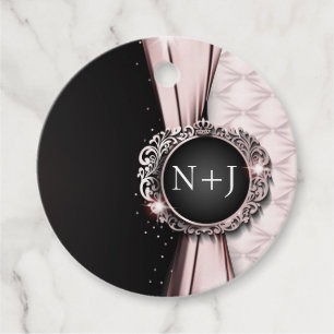 Etiquetas Para Lembrancinhas Casamento de Luxo Rosa e Preto Elegante