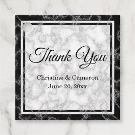 Etiquetas Para Lembrancinhas Casamento de Mármore Negro e Branco Obrigado