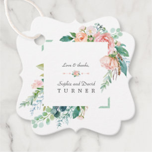 Etiquetas Para Lembrancinhas Casamento de Moldura Verde Flores Brancas Cor-de-Á