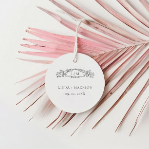 Etiquetas Para Lembrancinhas Casamento de monograma da crista botânica Elegante