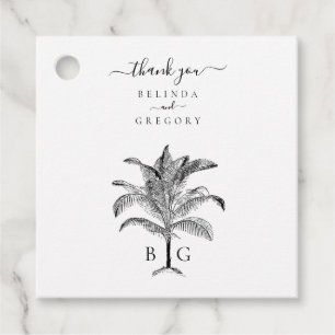Etiquetas Para Lembrancinhas Casamento de Monograma de Árvore Tropical Minimali