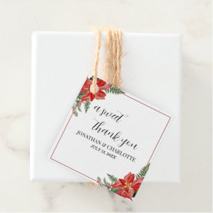 Etiquetas Para Lembrancinhas Casamento de Natal Vermelho Poinsettia de Inverno