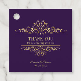 Etiquetas Para Lembrancinhas Casamento de ouro elegante roxo