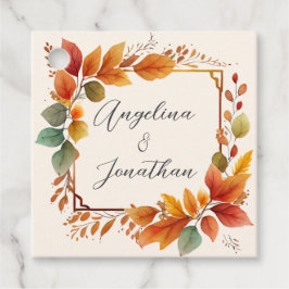 Etiquetas Para Lembrancinhas Casamento de Outono Elegante em Aquarela Creme