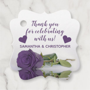 Etiquetas Para Lembrancinhas Casamento de Rosa Roxo Ametist Elegante Obrigado